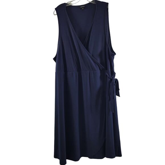 Torrid Women's Blue Faux Wrap Sleeveless V Neck Dress Size 4(26) 4X    2623-0139 - Picture 1 of 8